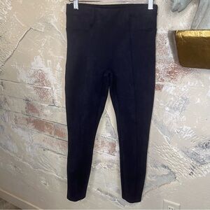 Spanx S Petite navy faux suede leggings ankle skinny pull on pants office career
